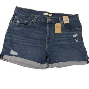 Levis Classic Denim Womens Sz 16(33) Shorts Hypersoft Mid Length Rolled Cuff NWT